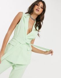 4th   Reckless sleeveless longline blazer in mint   ASOS at Asos